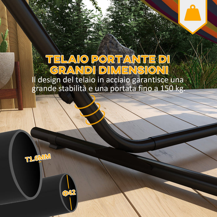Supporto per Amaca max 150kg con Tavolino Integrato 285x125x110 cm in Acciaio Nero
