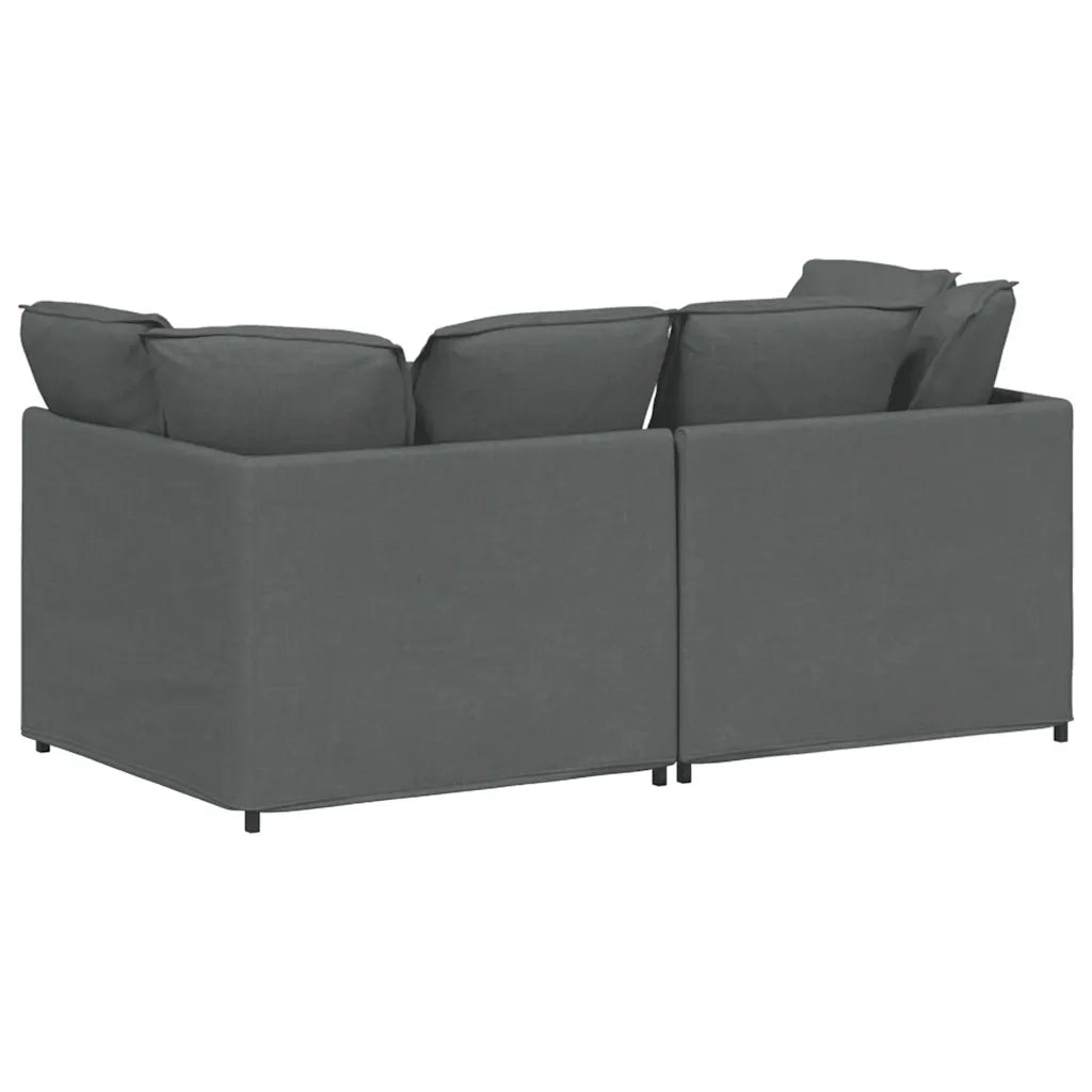 Divano Modulare con Cuscini in Tessuto Grigio Scuro 3321238