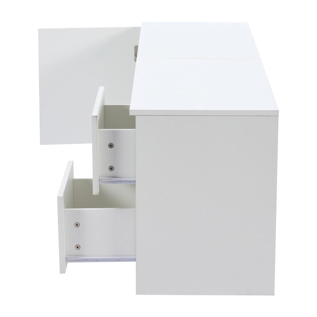 Mobile TV con 2 cassetti e 1 anta; LED USB - per soggiorno - 160x40x52 cm - in MDF - bianco