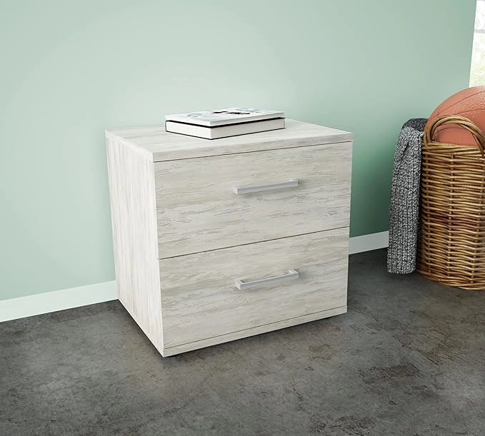 Comodino 2 cassetti 48x36x41 Ares Bianco Venato