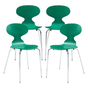 Set Kil di 4 Sedie Impilabili da Sala Pranzo - Verde / Cromato [en.casa]