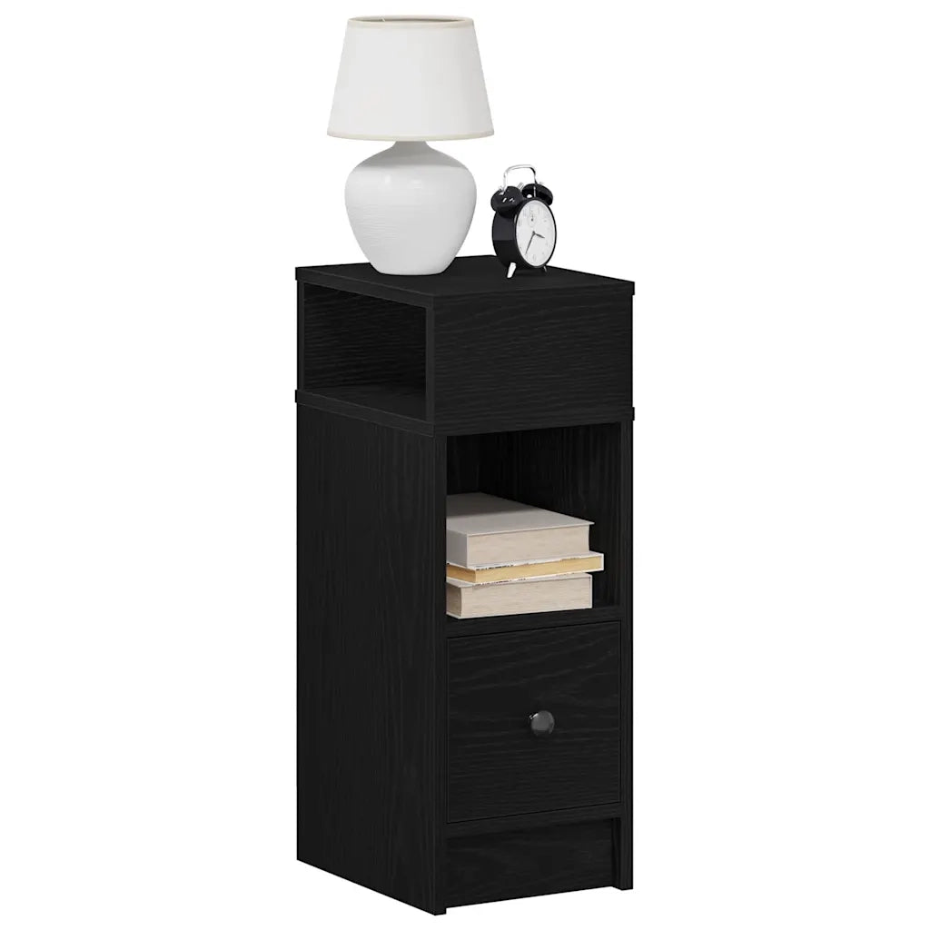 Comodino | Armadio da Notte | Mobiletto da notte con Cassetto Nero 25x31x66 cm