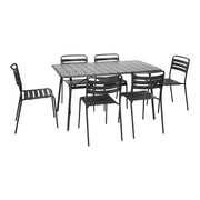 Set tavolo da giardino in acciaio con 6 sedie, 140cm, antracite