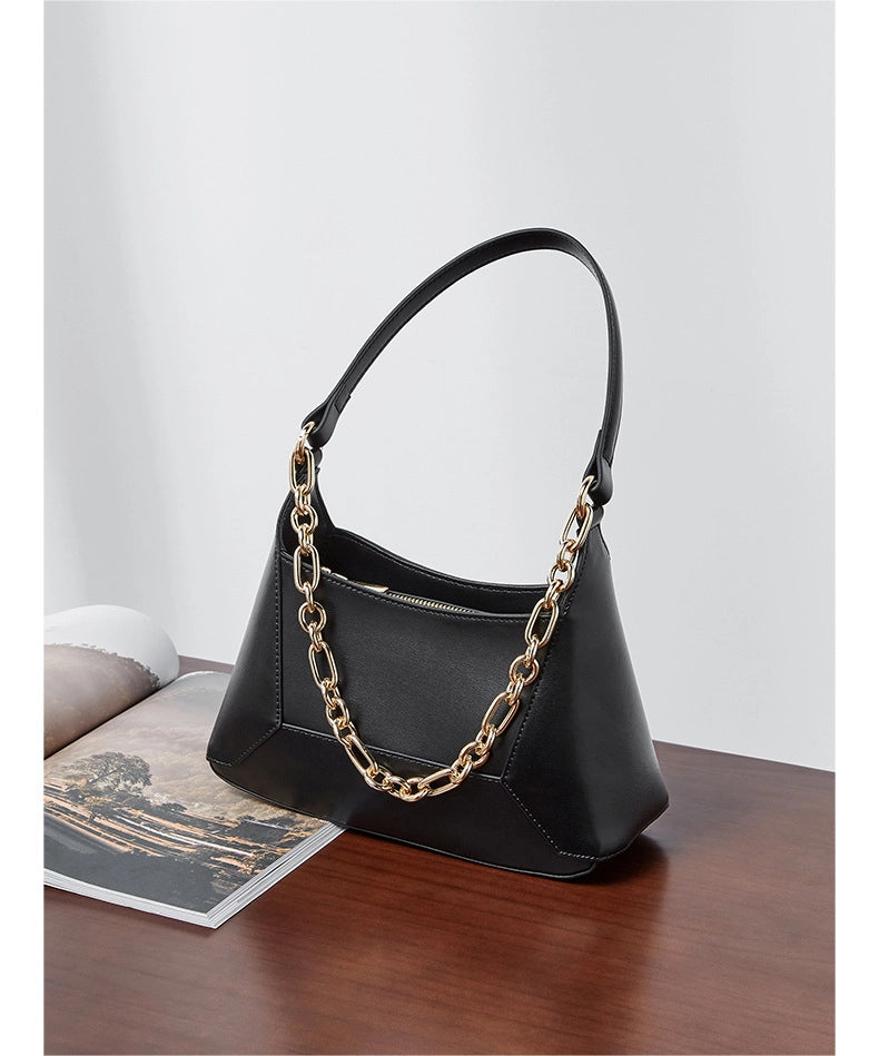 Borsa a tracolla da donna in vera pelle nera