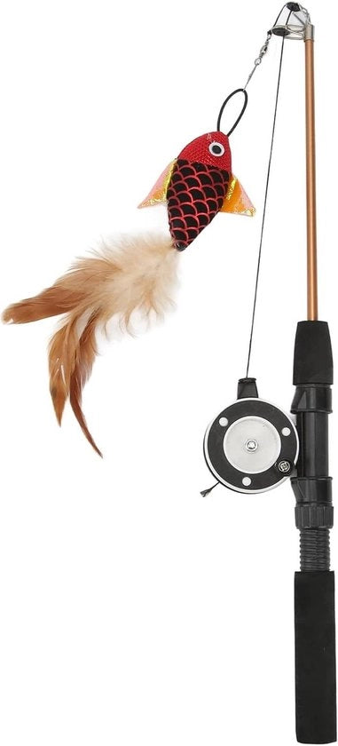 Giocattolo per Gatti in Stile Canoa a Mano con Design a Ruota e Pesce Rosso.