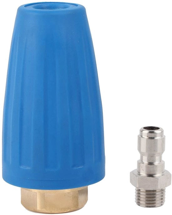Spurgo ad alta pressione con meccanismo di rotazione - bocchetta turbo - 207 Bar - 1/4 pollice - adatto per aspiratore ad alta pressione - costruzione acciaio inossidabile/brass.