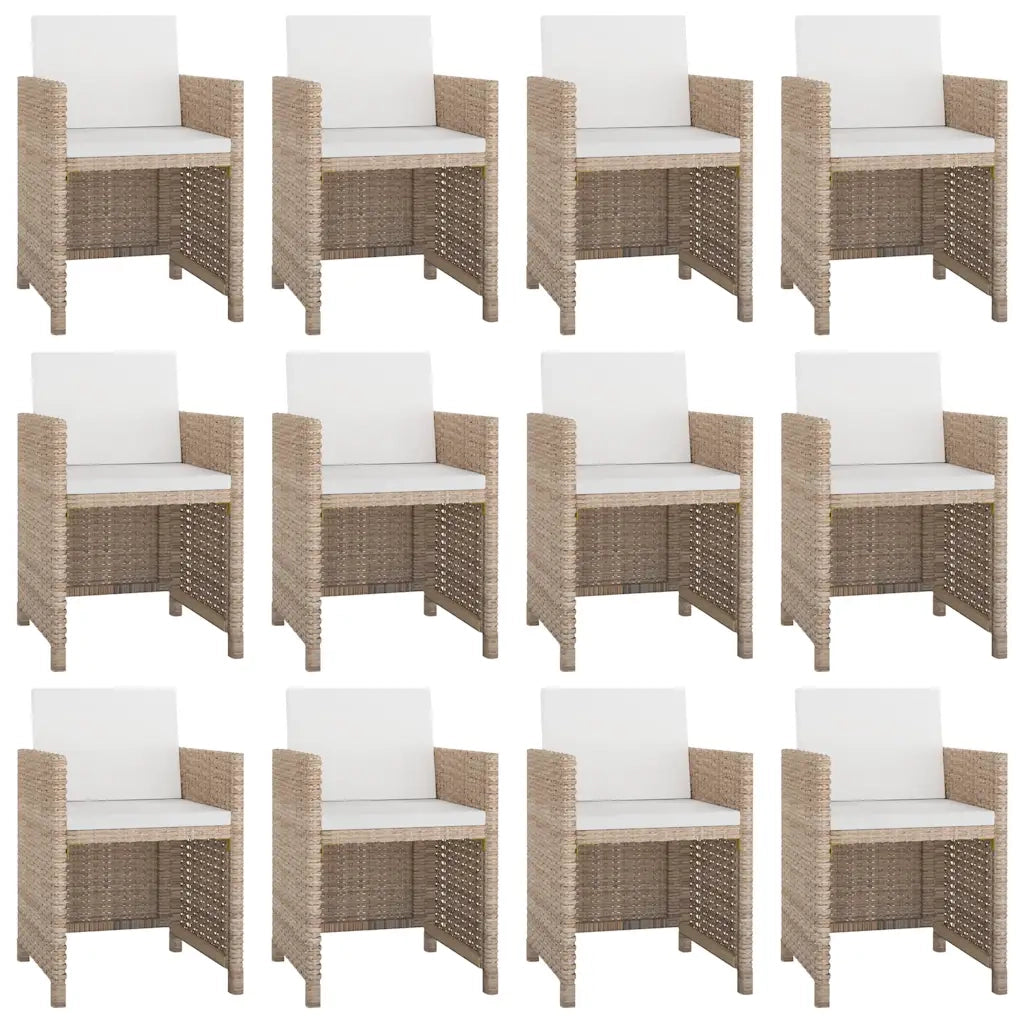 Set da Pranzo da Giardino 13 pz con Cuscini in Polyrattan Beige cod mxl 35534