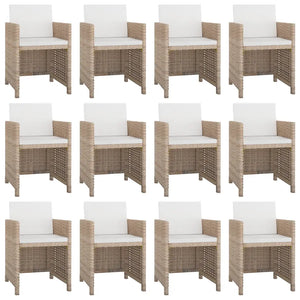 Set da Pranzo da Giardino 13 pz con Cuscini in Polyrattan Beige cod mxl 35534