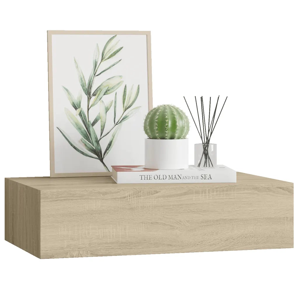 Scaffale con Cassetti da Parete Rovere 40x23,5x10 cm in MDF 330247