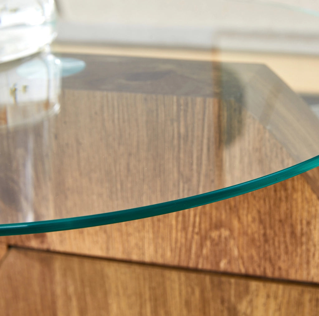 Tavolino basso in vetro temperato 69;8 cm trasparente MDF con ripiani