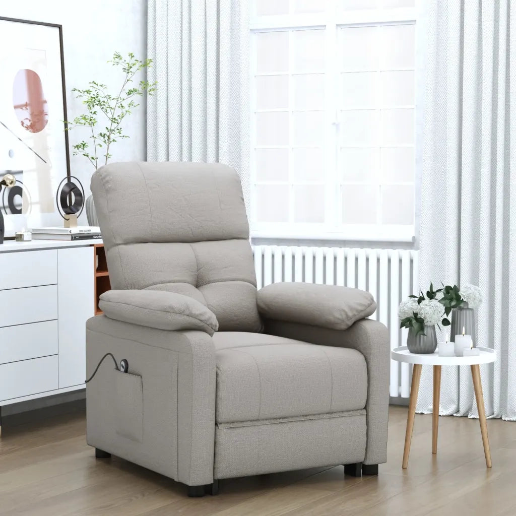 Poltrona | Sedia Relax Elettrica Reclinabile Tortora in Tessuto