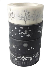 Set di Nastro Adesivo Decorativo - 4 Rulli - Nastro di Maschera - Divertimento DIY - 5 Metri per Rollo - Modelli Unici - Nastro Decorativo
