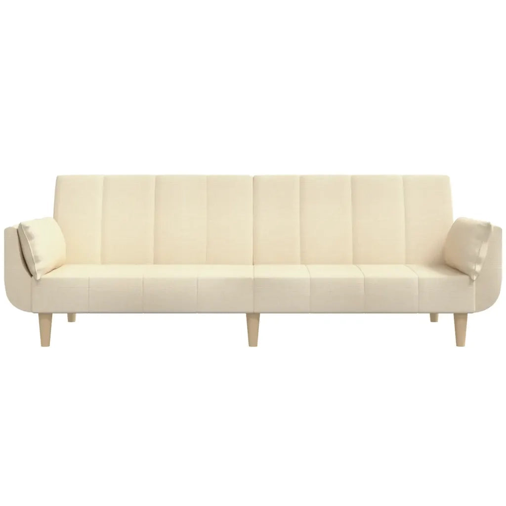Divano letto | Sof¨¤ letto | Letto singolo a 2 Posti con 2 Cuscini Crema in Tessuto