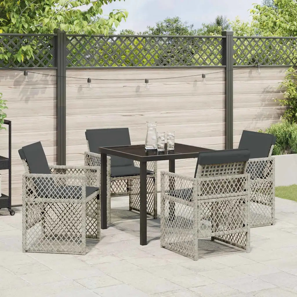 Set da Pranzo per Giardino 5 pcs Grigio chiaro polyrattan 3380637