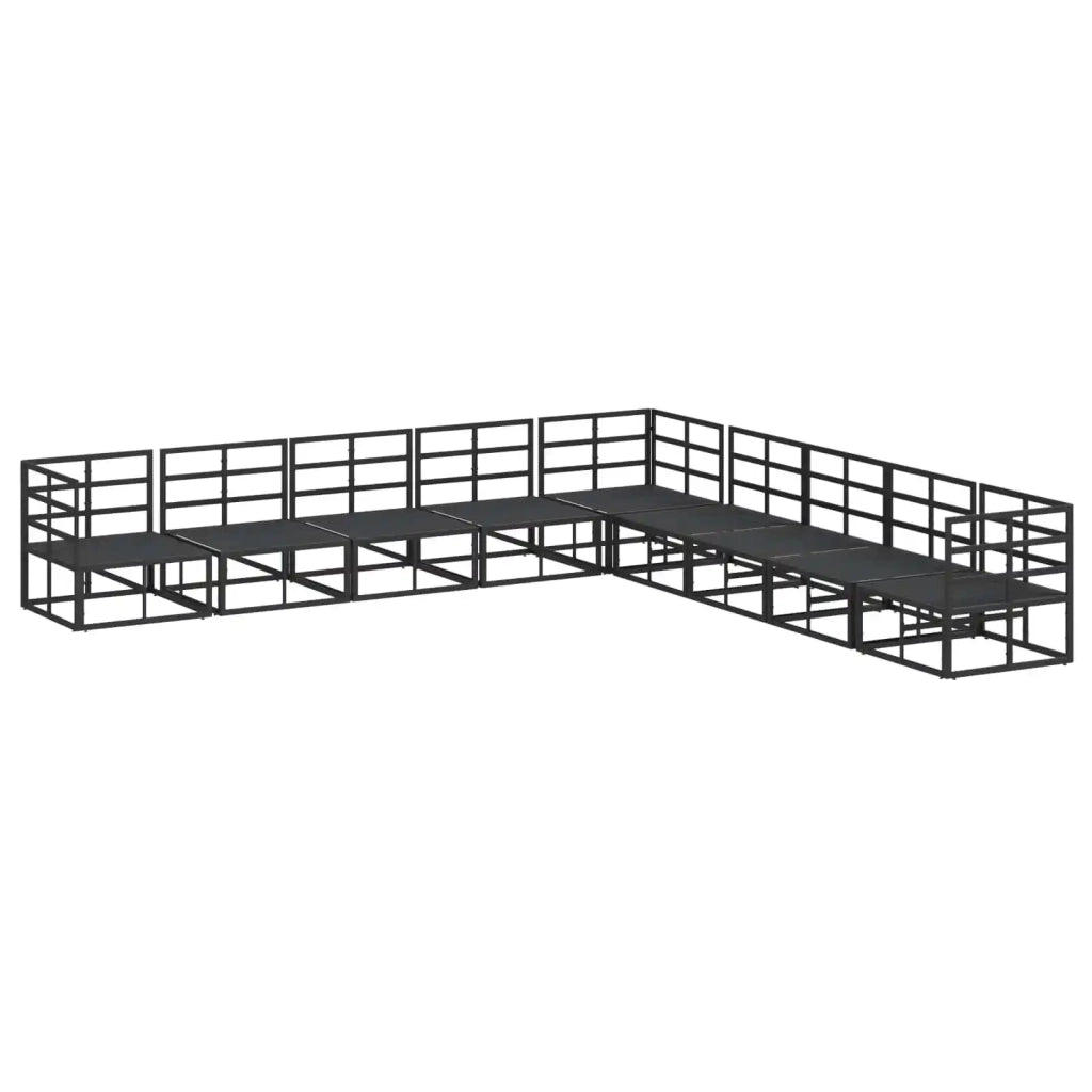Set Divano da Giardino con cuscino 9 pcs Nero Alluminio 3378876