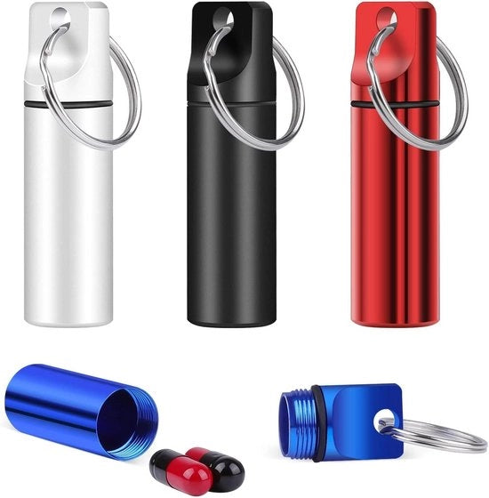 Sistema di conservazione metallico acqua-resistente a 4 pezzi per chiavi da viaggio - box per tablet - contenitore per medicinali