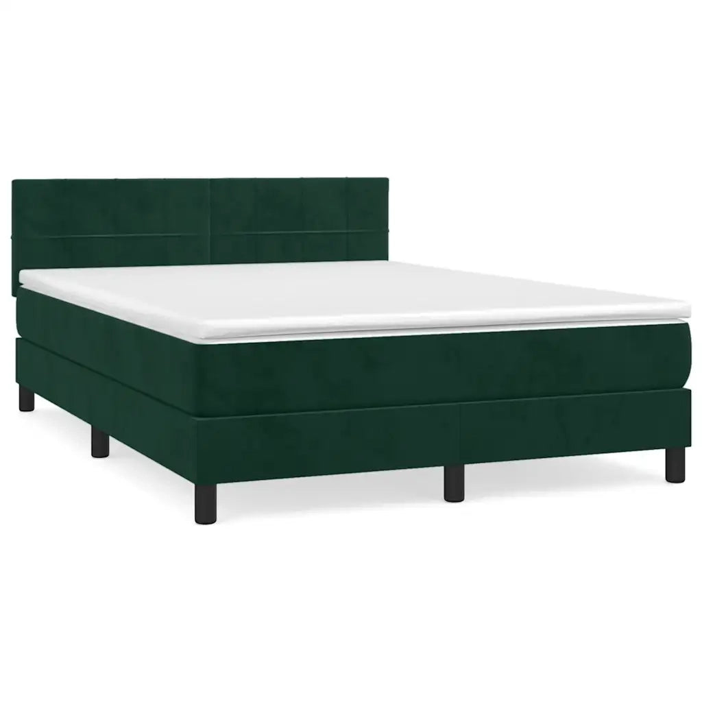 Giroletto a Molle con Materasso Verde Scuro 140x200 cm Velluto