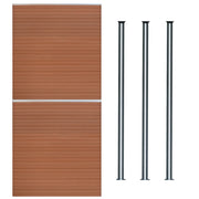 Pannelli Recinzione x2 + 3 Pali Alluminio LED Marrone Doghe PVC 185cm