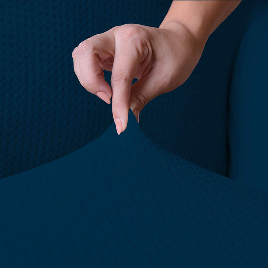 Copridivano Elasticizzato 3 Posti in Poliestere Iris Blu Scuro