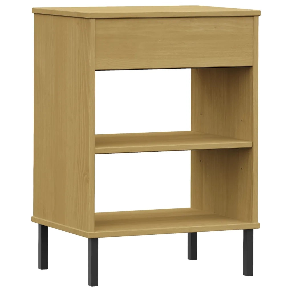 Mobile Consolle | Tavolo d'Ingresso Gambe Metallo Marrone Legno Massello Pino OSLO