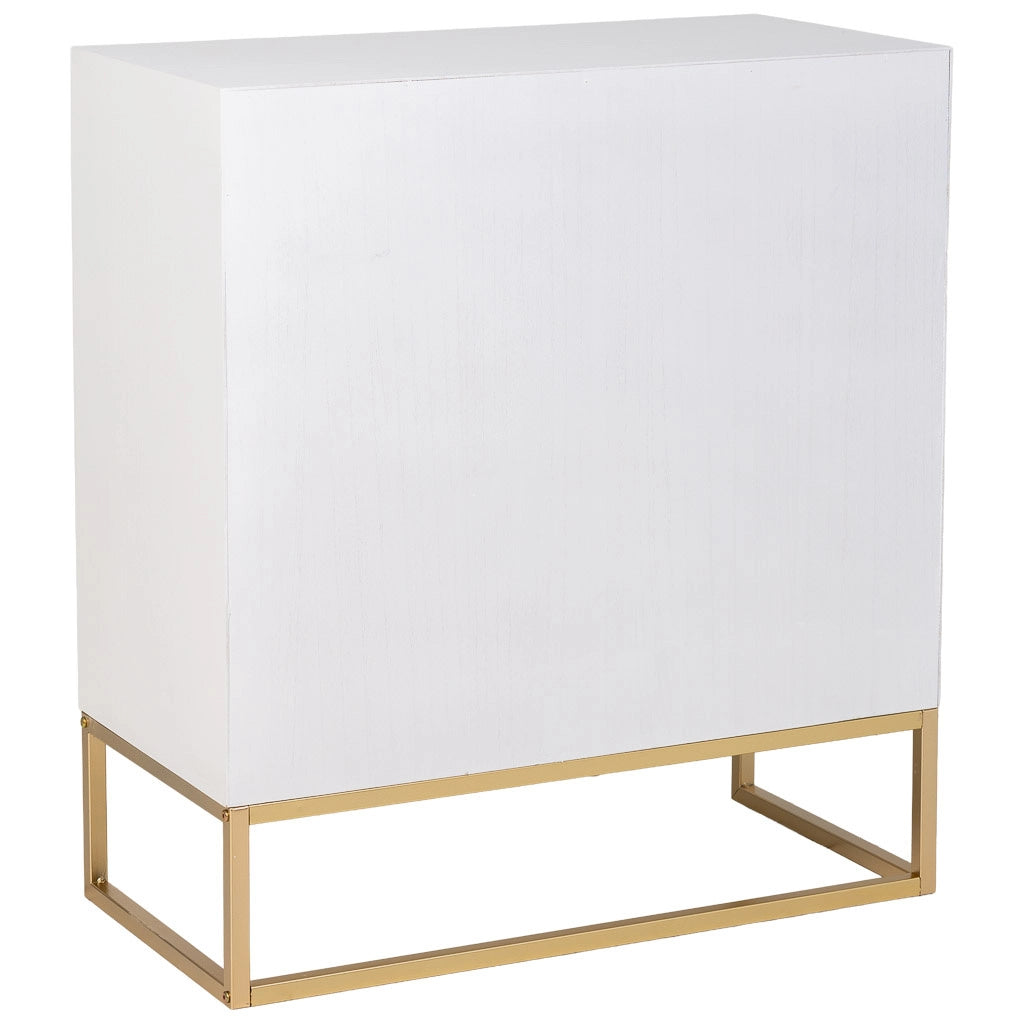 Credenza con 2 cassetti e 2 ante in legno e metallo bianco 80x39,5x89