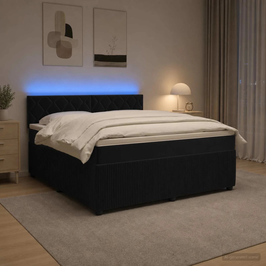 Letto box spring con materasso Nero 140 x 190 cm Velluto 3453145