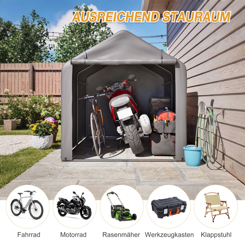 GARAGE PER BICI 160x220x165 cm Grigio in Acciaio e PE