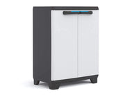 Armadio Basso in Resina per Esterno con 1 Ripiano Regolabile Colore Grigio e Nero Linear Keter
