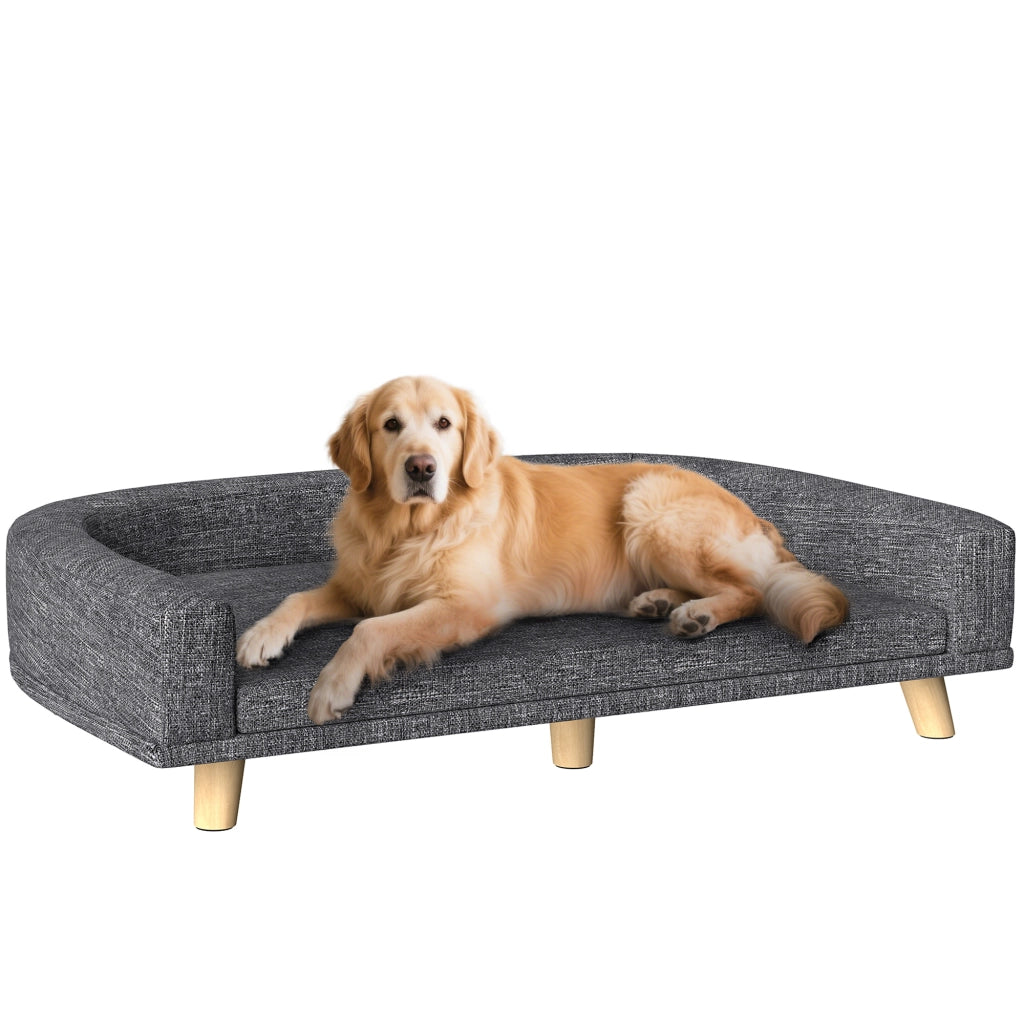 Letto per Cani Grande con Cuscino Lavabile ¨C zephmum ¨C Grigio Scuro Legno 98x67x25