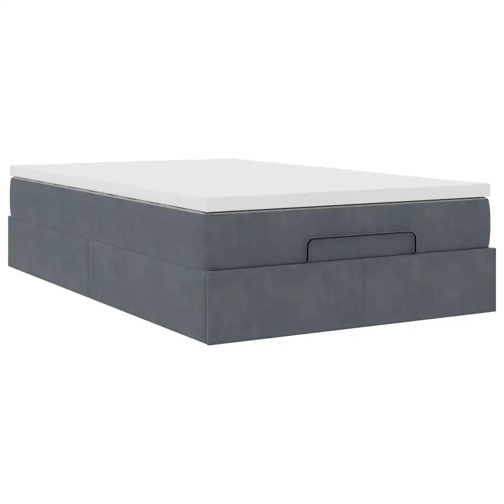 vidaXL Pouf Letto con Materasso Grigio Scuro 120x190 cm Velluto