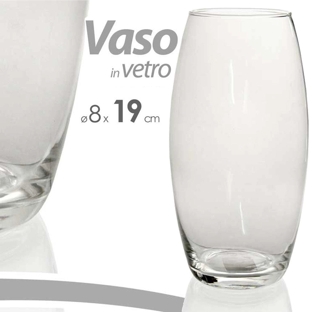 Trade Shop - Vaso 19x8cm In Vetro Trasparente Elegante Per Fiori Piante Decorazione Arredo -