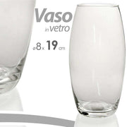 Trade Shop - Vaso 19x8cm In Vetro Trasparente Elegante Per Fiori Piante Decorazione Arredo -