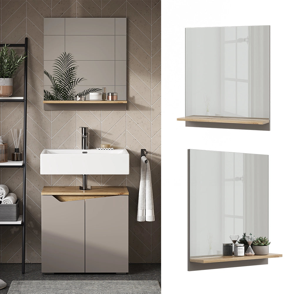 Vicco Specchio contenitore bagno Grigio 60 x 67 cm con ripiano
