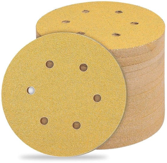 Set di carta abrasiva a 150mm, 60-800 Grit, 6 fori, sander orbitale - 60 pezzi
