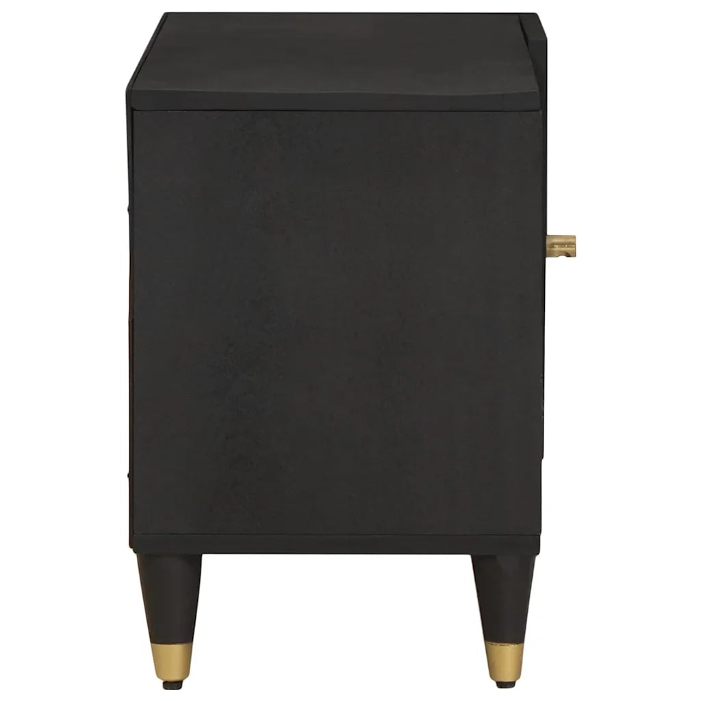 Mobile TV Nero 80 x 33 x 46 cm Legno di mango massello 4018823