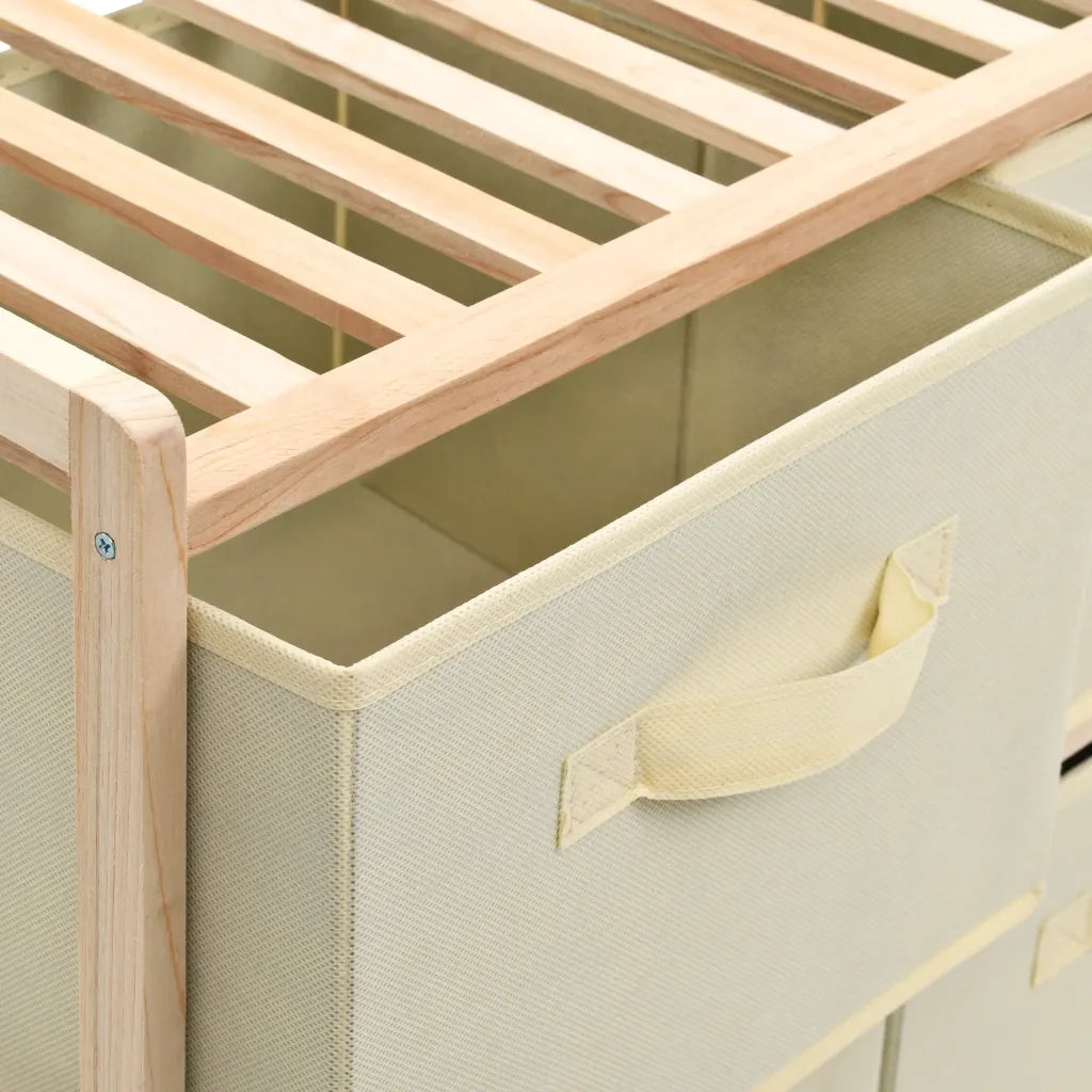Scaffale con 6 Cesti in Tessuto in Legno di Cedro Beige 246439