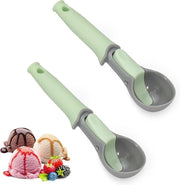 Due spatole con spatola a leva e manico comodo - ideali per gelato congelato, gelato, ghiaccio in cubetti di plastica verde e ghiaccio con manico