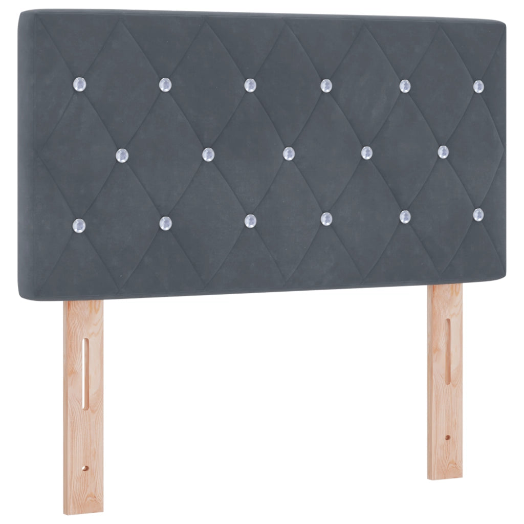 Letto Box Spring con Materasso e LED Grigio Scuro 80x200 cm Velluto