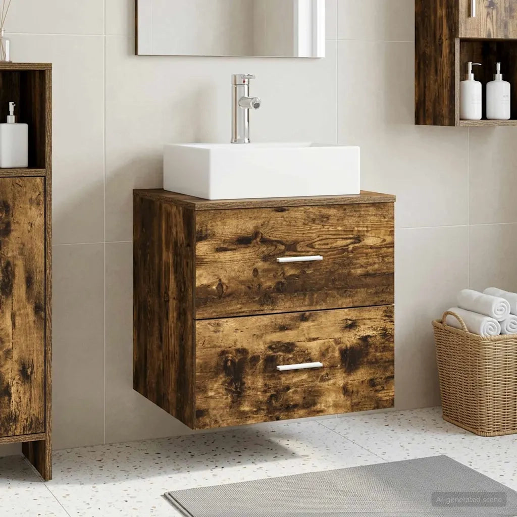 Mobile Lavabo da Parete Rovere Fumo 49,5 x 41 x 62,5 cm