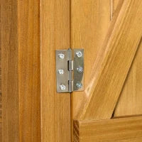 Casetta da Giardino in Legno a 2 Ante con Sgabello Alto a 2 Ripiani e Tetto Idrorepellente, 140x75x157 cm