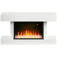 Caminetto Elettrico da Parete a 11 Colori con Spegnimento Automatico e Timer 12h, 98x27x54.5 cm, Bianco