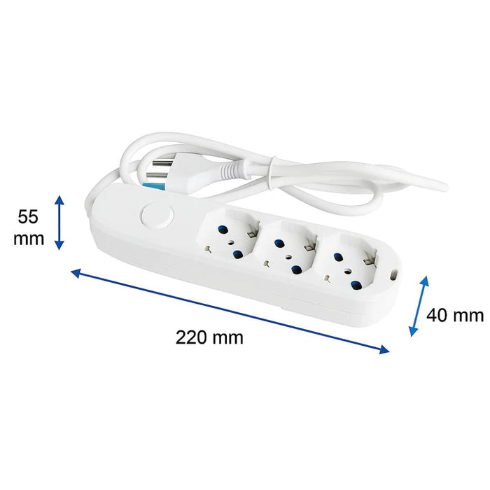 Ecova 30101x multipresa 3 prese universali con interruttore e cavo 1,5 metri bianco
