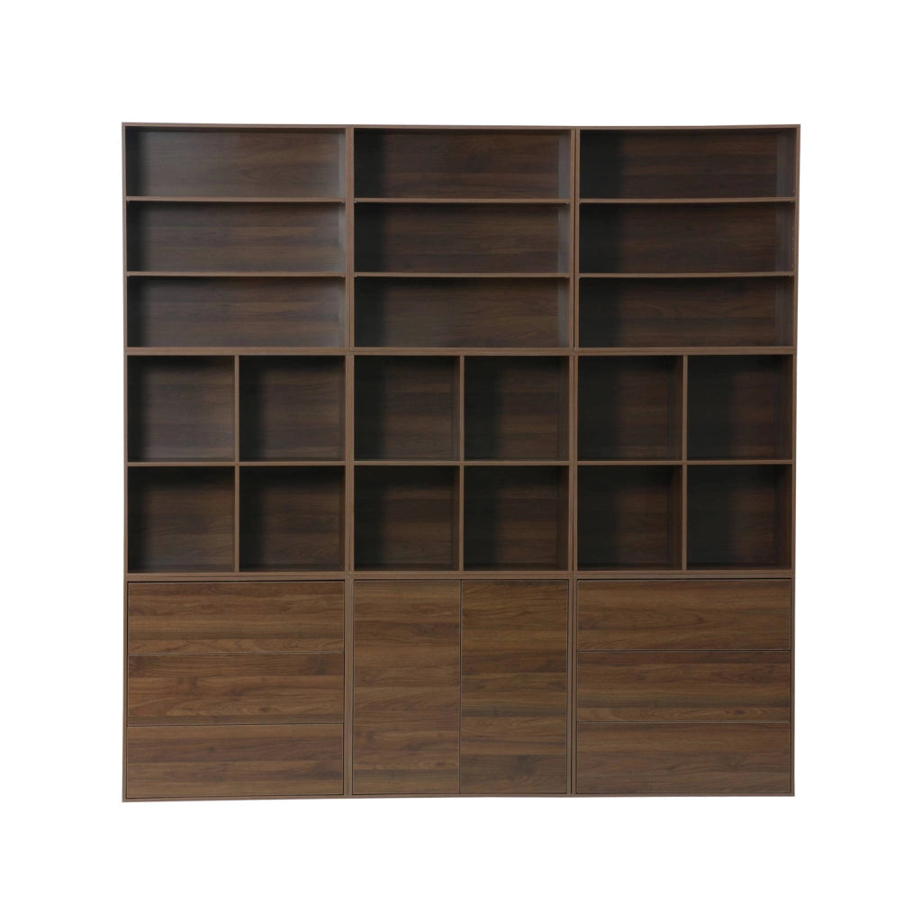 Modulo di stoccaggio decorativo in legno 3 cassetti, noce