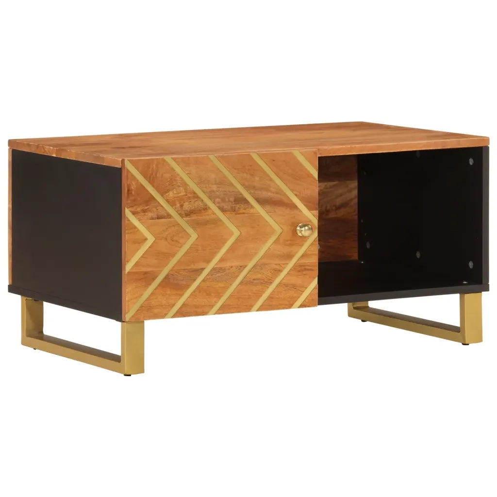 Tavolino da salotto | Tavolino da caff¨¨ | Tavolino da Soggiorno Marrone e Nero 80x50x40 cm Legno di Mango