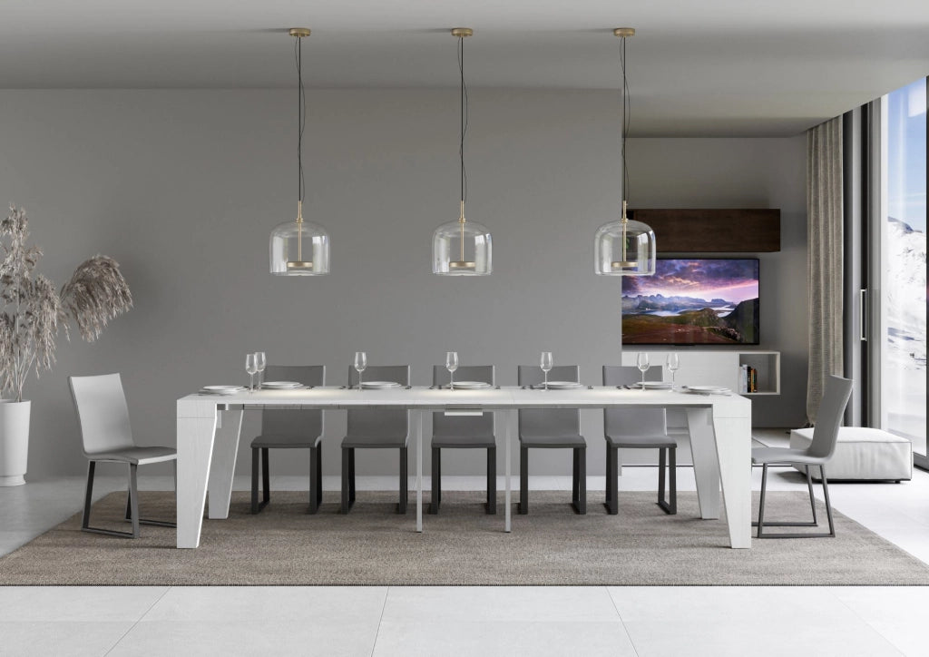 Consolle Allungabile 90-300x42x77 cm in Nobilitato Bianco