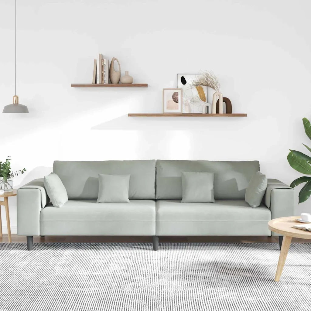 Divano Grigio chiaro 250 x 77 x 76 cm Velluto 3335153