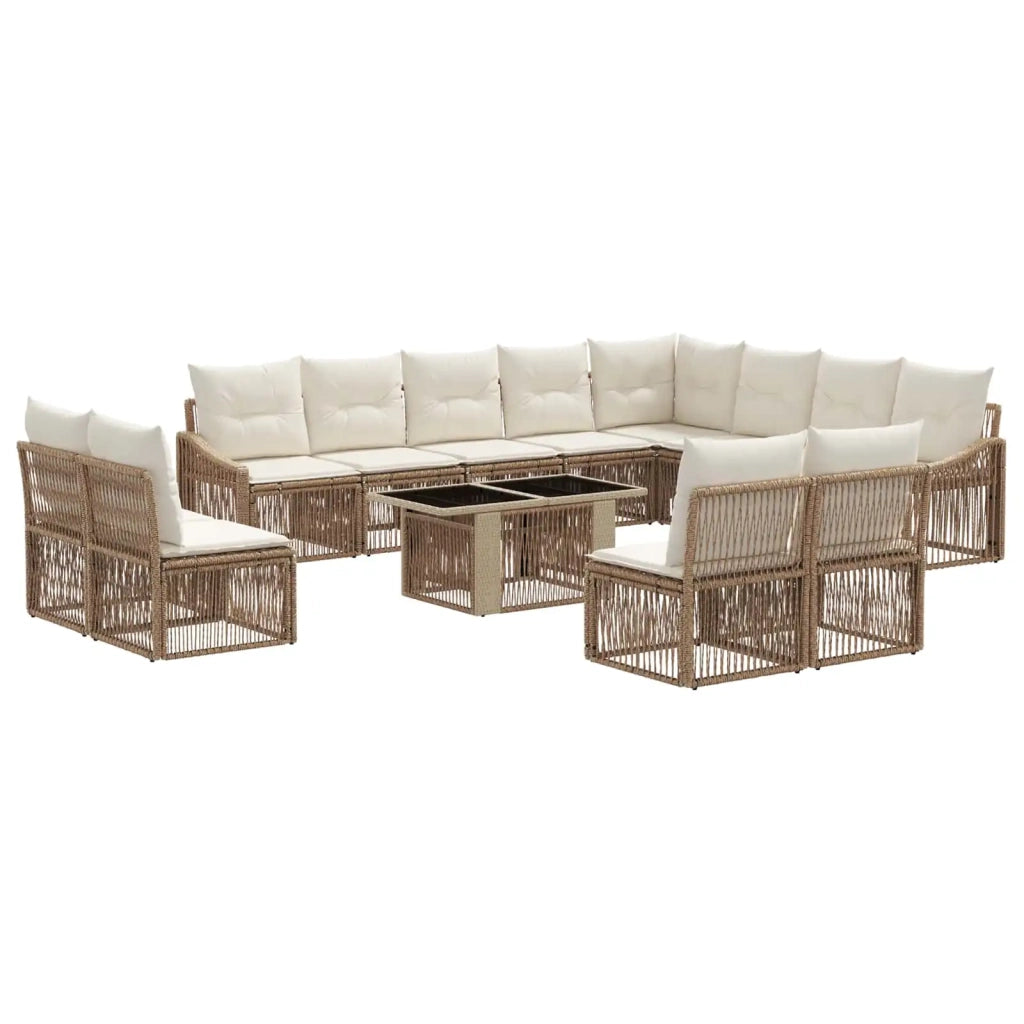Set Divano da Giardino 13 pz Beige e Bianco Crema polyrattan 3437325