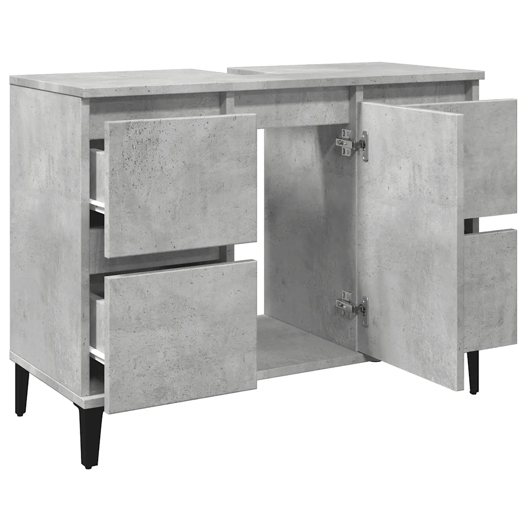 Mobile Lavabo | Armadio Lavabo Grigio Cemento 80x33x60 cm in Legno Multistrato