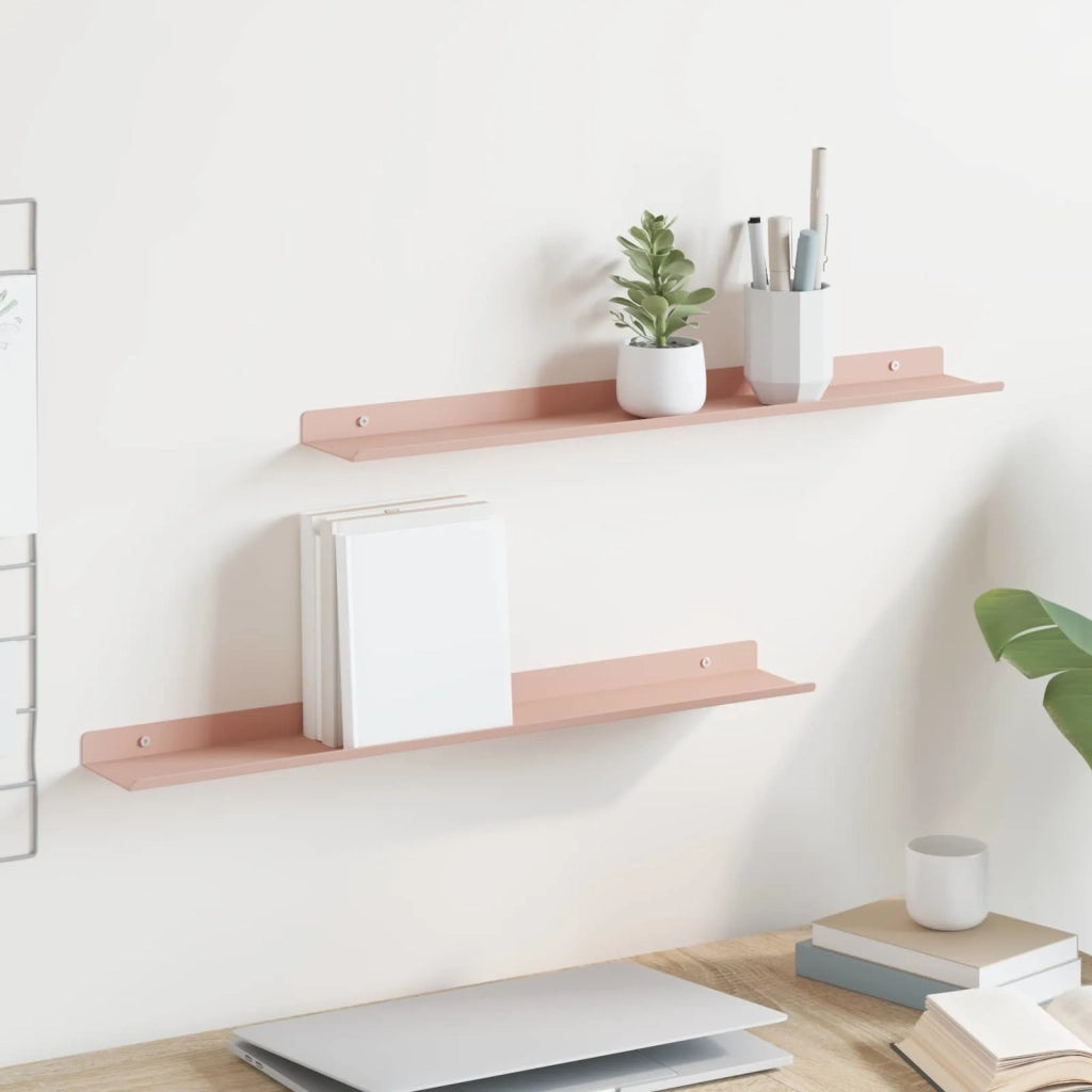 Mensola sospesa 2 pcs Rosa 60 x 8,5 x 2,5 cm Acciaio 8003962