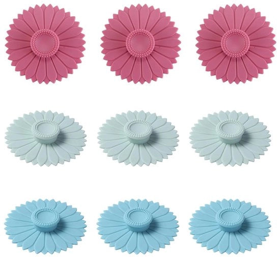 Becchi in Silicone Riciclabili - 3 Pezzi - Protezione dagli Insetti e dalla Polvere - Chiusura Erettoria - 10,4 cm - Disegno Zinnia